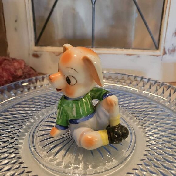 Vintage 1950's Anthropomorphic Pig Boy Handpainted Ceramic Figurine - Japan - Picture 3 of 11